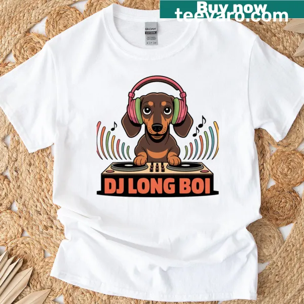 Dachshund wearing headphones t-shirt for dog lovers
