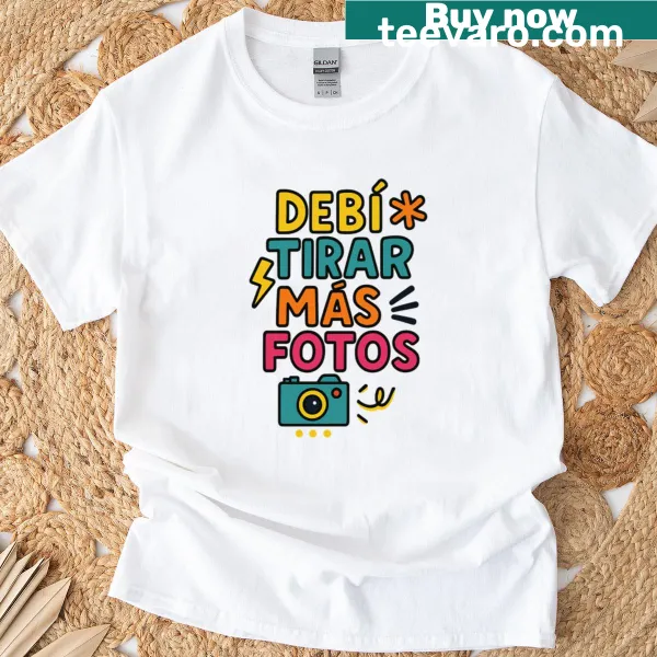 Nostalgic t-shirt with a photo-related saying.