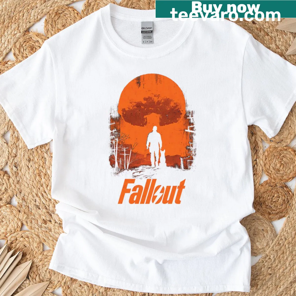 Graphic featuring Duk Fat from Fallout on a T-shirt — on a men's t-shirt