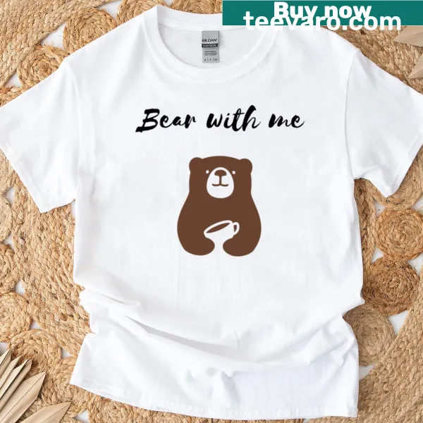Cute bear design with 'Espresso Yourself' text on a coffee-themed t-shirt