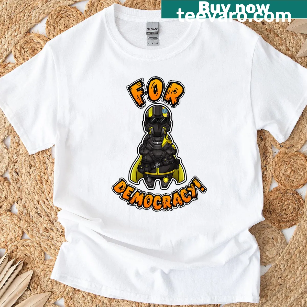 Simple typography t-shirt conveying a message about democracy — on a men's t-shirt