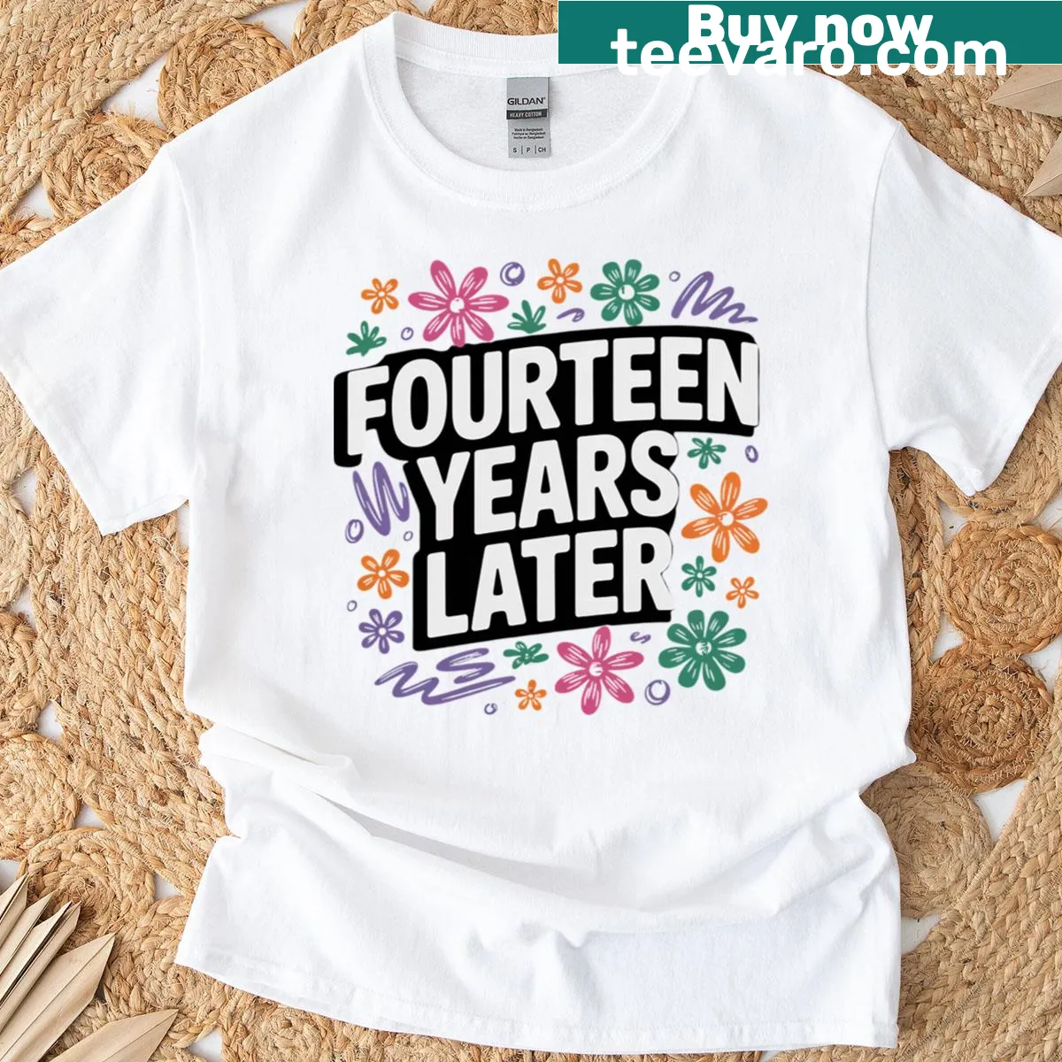 Funny birthday T-shirt for teens with meme design for 14th birthday — on a men's t-shirt