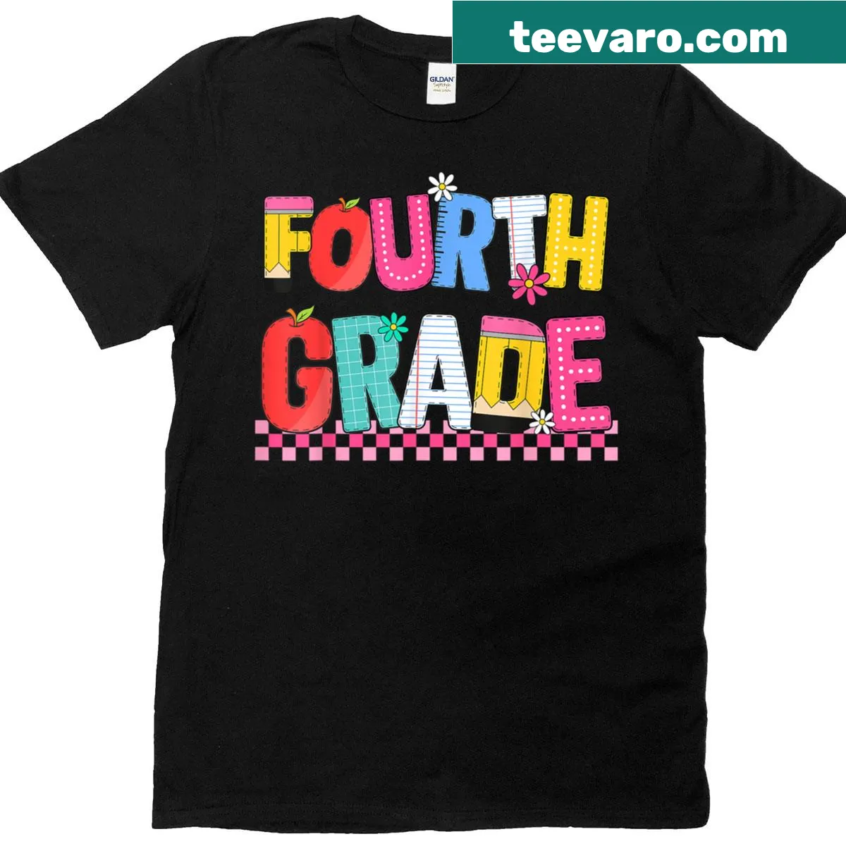 Vintage-style t-shirt with 'Fourth Grade Squad' text for students — on a men's t-shirt