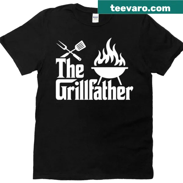 Humorous BBQ grill text on a dad-themed t-shirt.