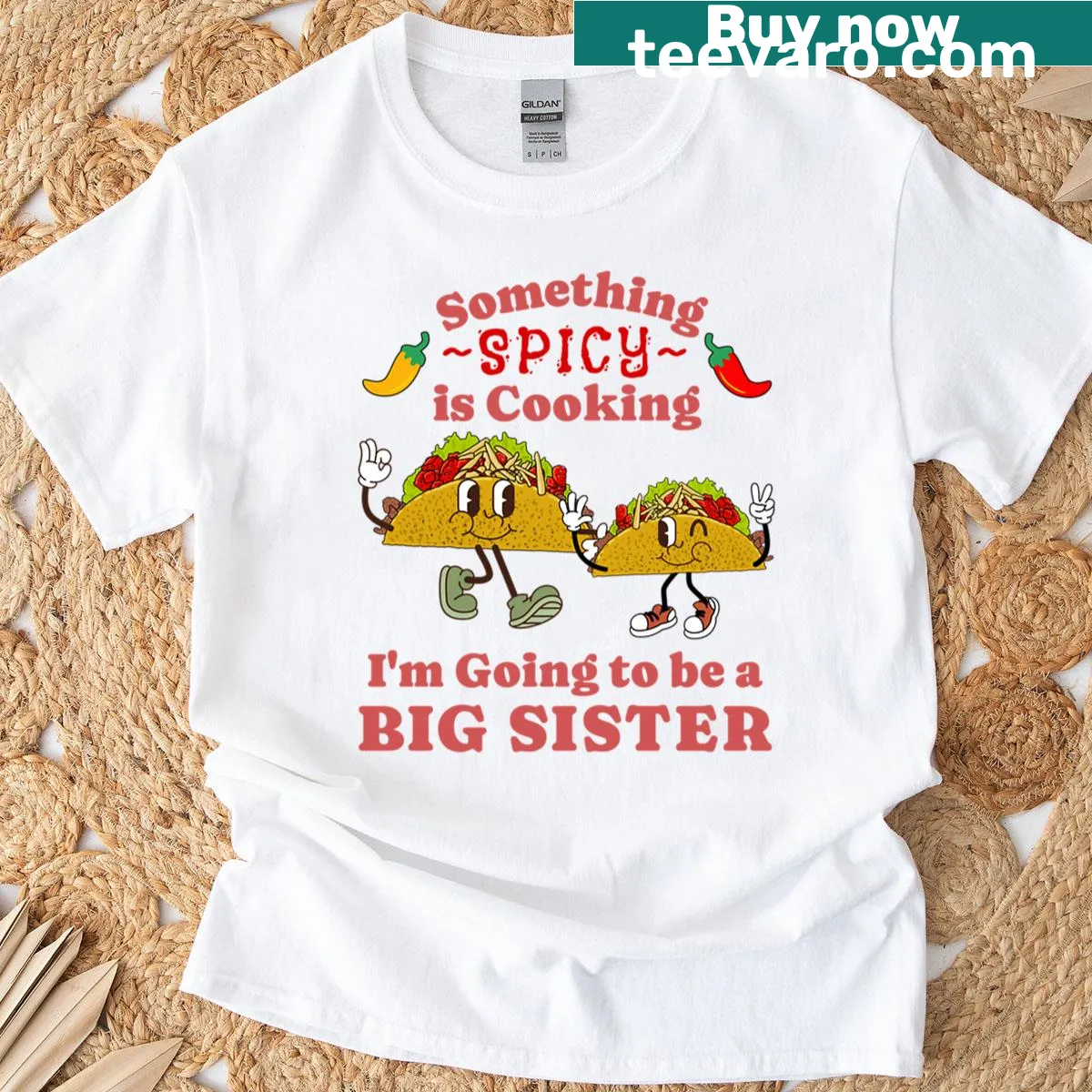 Big Sister Taco Announcement T-shirt for kids — on a men's t-shirt