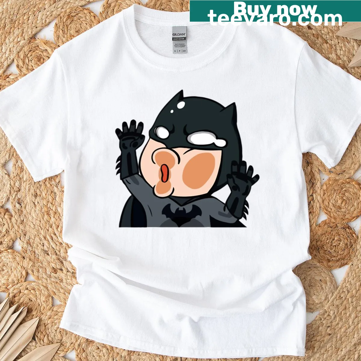 Oversized T-shirt with funny cartoon bats graphic. — on a men's t-shirt