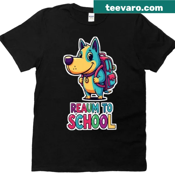 Cute cartoon dog with backpack design T-shirt