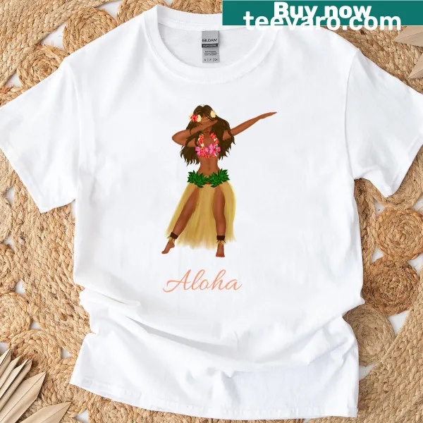 Tropical design T-shirt featuring a dabbing Hawaiian girl