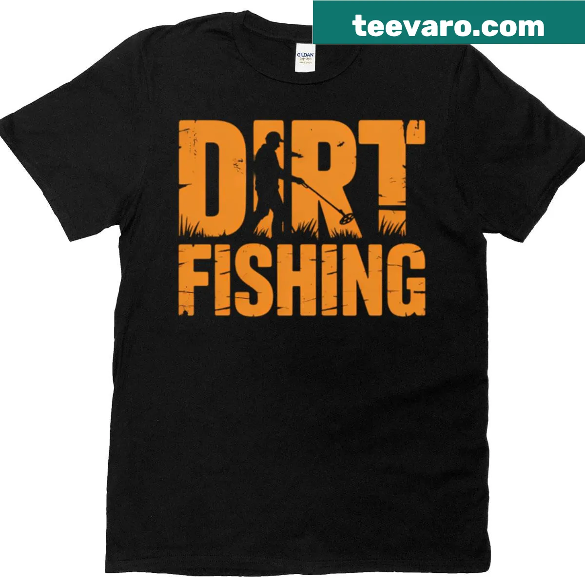 Humorous T-shirt with a playful slogan about metal detecting — on a men's t-shirt