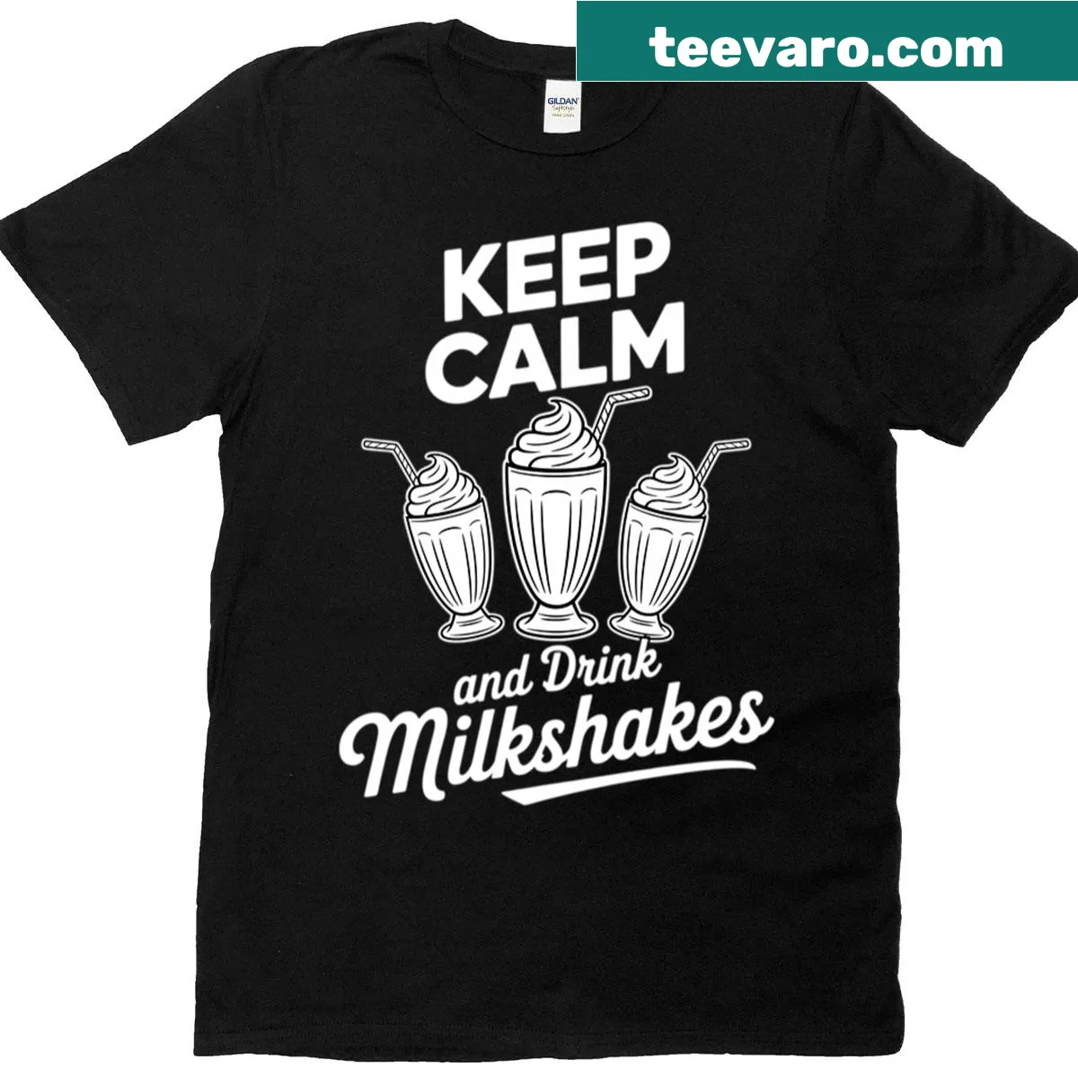 Funny T-shirt with a humorous milkshake lover quote — on a men's t-shirt