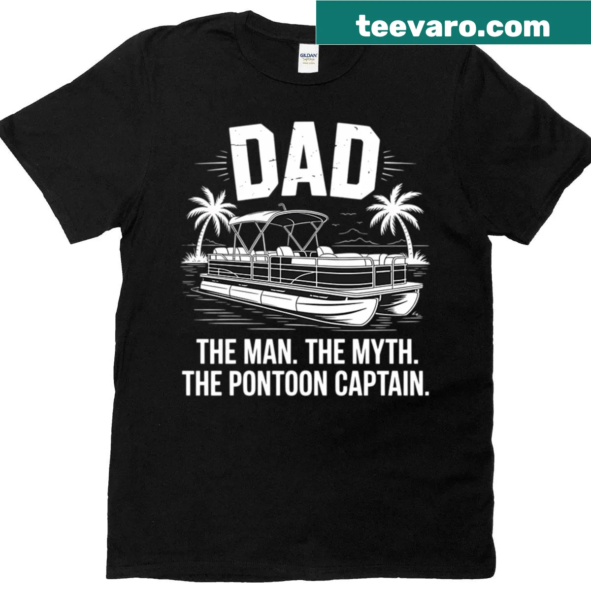 Funny pontoon dad graphic t-shirt for boating — on a men's t-shirt