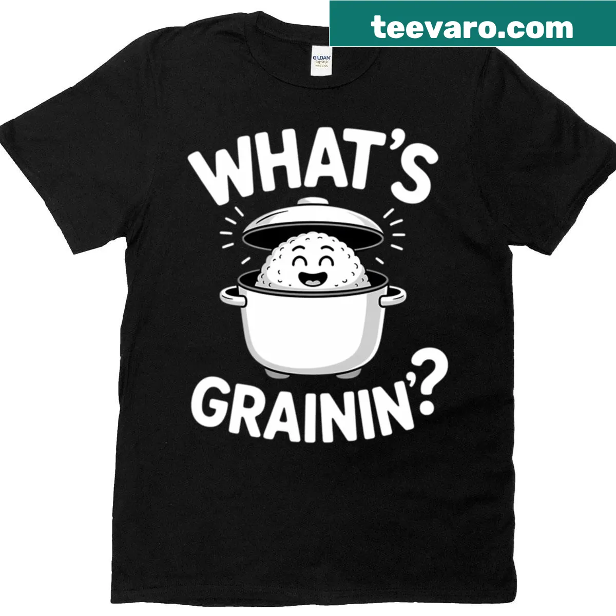 Funny rice-themed graphic with playful text on a t-shirt — on a men's t-shirt