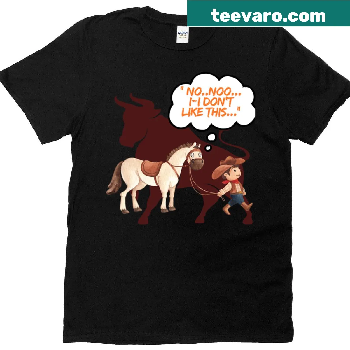 Humorous rodeo-themed graphic t-shirt — on a men's t-shirt
