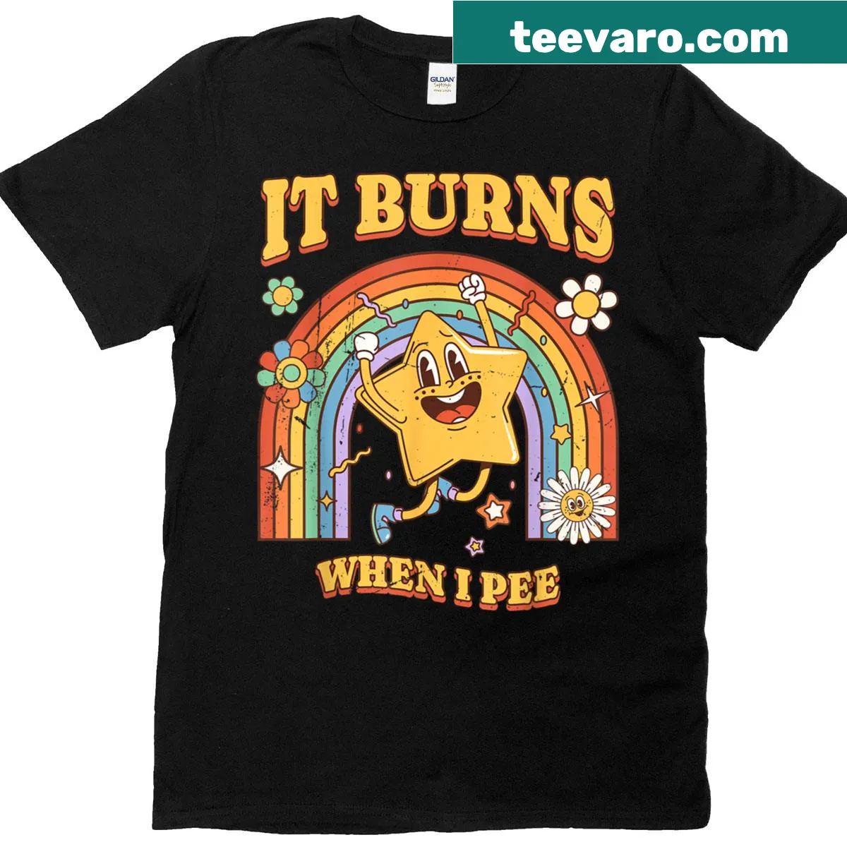 Humorous T-shirt with ironic statement about discomfort — on a men's t-shirt