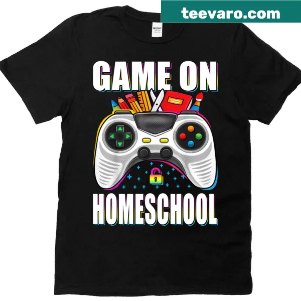 Kids t-shirt with 'Game On' text for gamers going back to school.