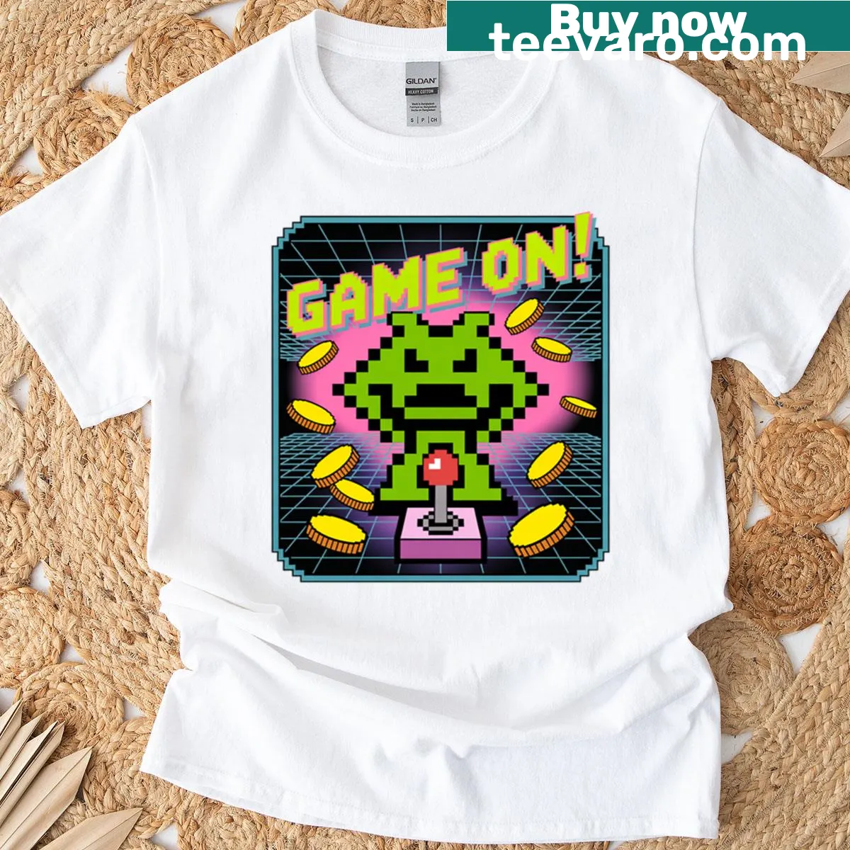 Retro arcade gaming T-shirt with nostalgic graphics — on a men's t-shirt