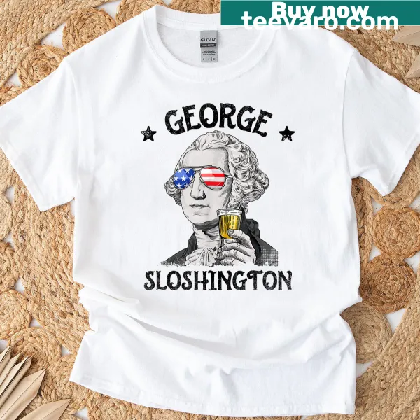 Humorous George Washington t-shirt with USA flag illustration