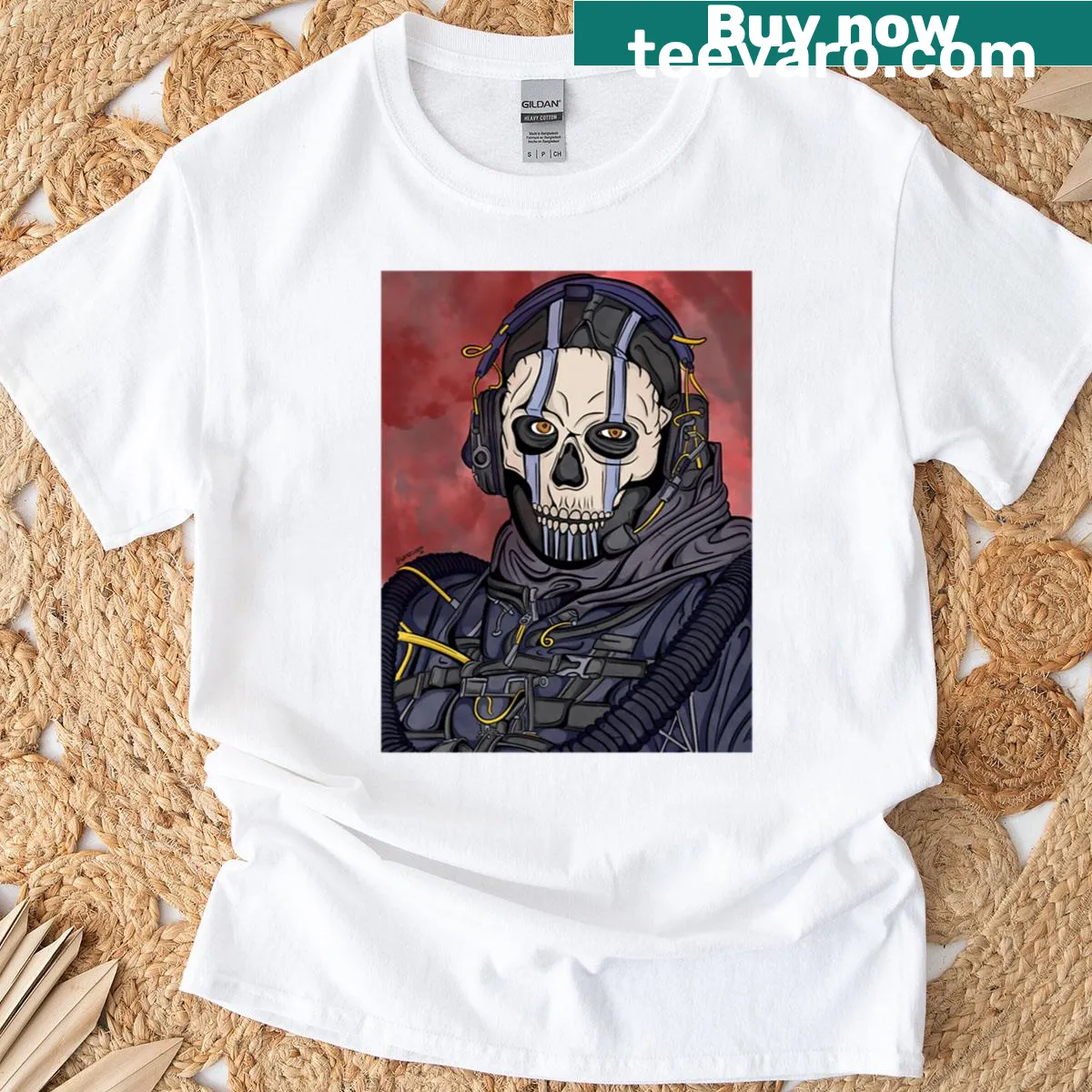 Fanart t-shirt featuring Ghost from Call of Duty — on a men's t-shirt