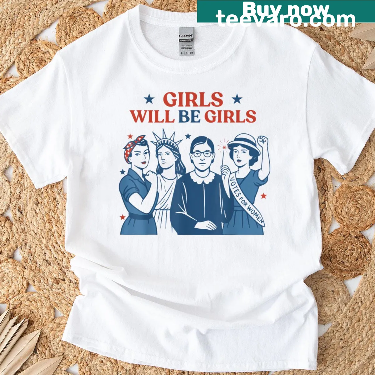 Patriotic t-shirt for women with feminist message for 4th of July — on a men's t-shirt