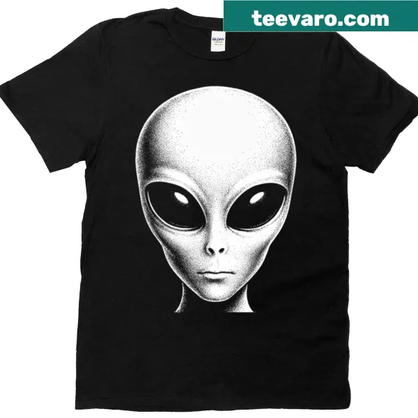 Oversized T-shirt with a gray alien face graphic
