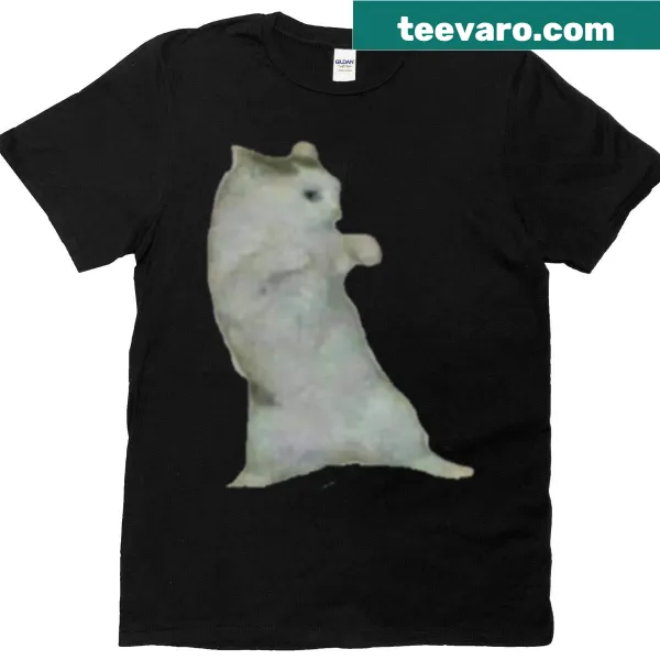 Playful graphic of a silly cat on a T-shirt