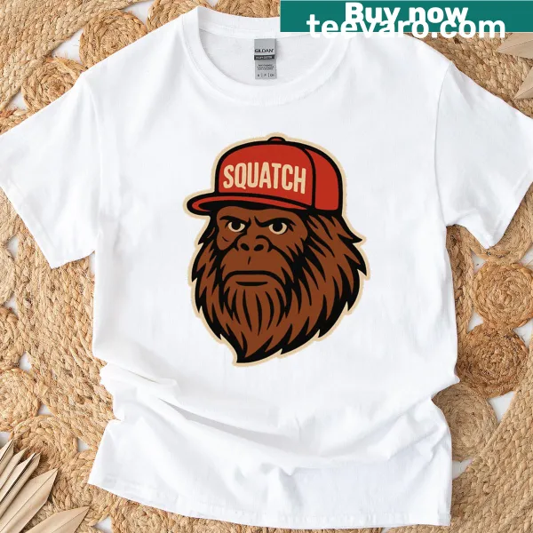 Hipster Bigfoot t-shirt featuring a trucker hat.