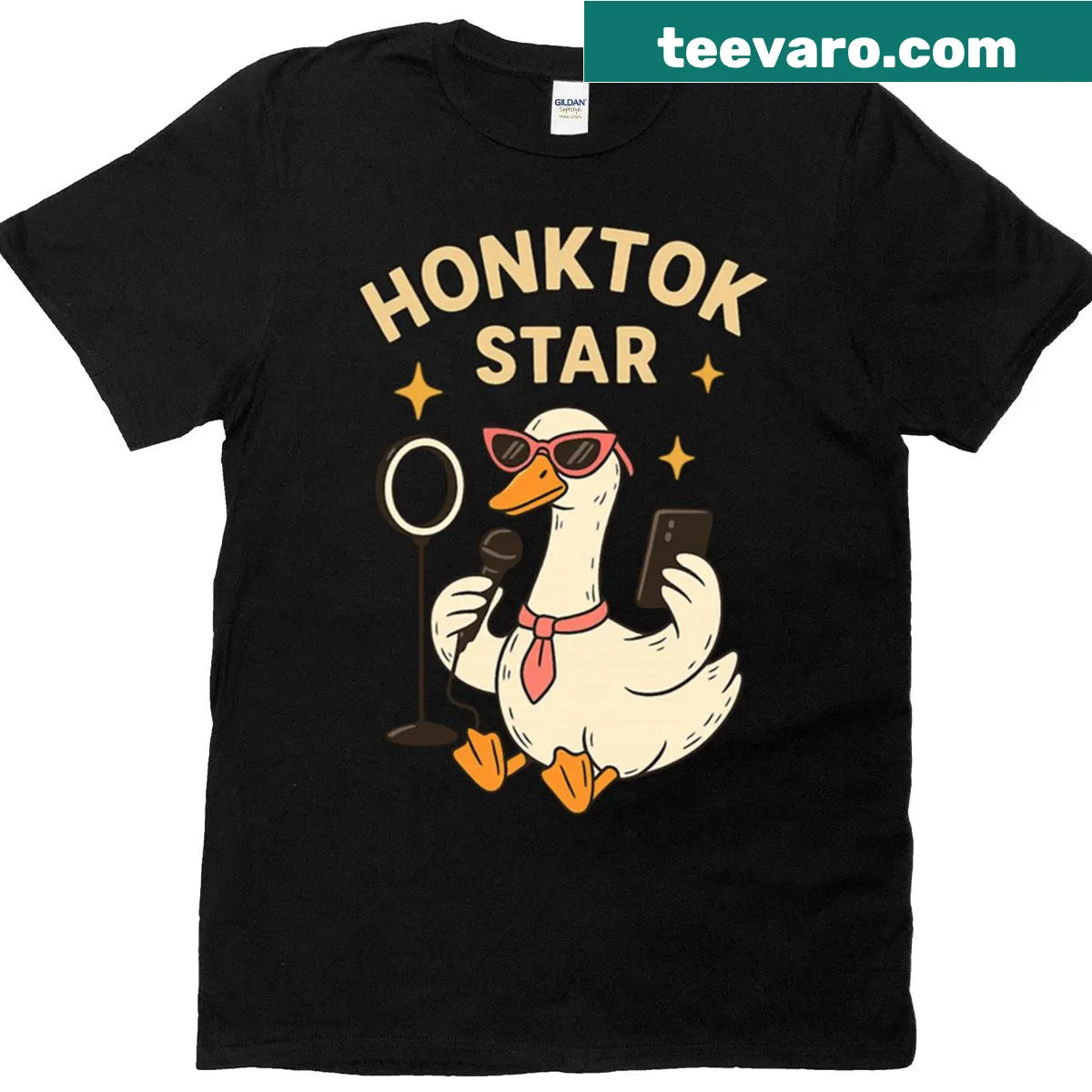 Cartoon Honktok Star Goose T-shirt for content creators — on a men's t-shirt