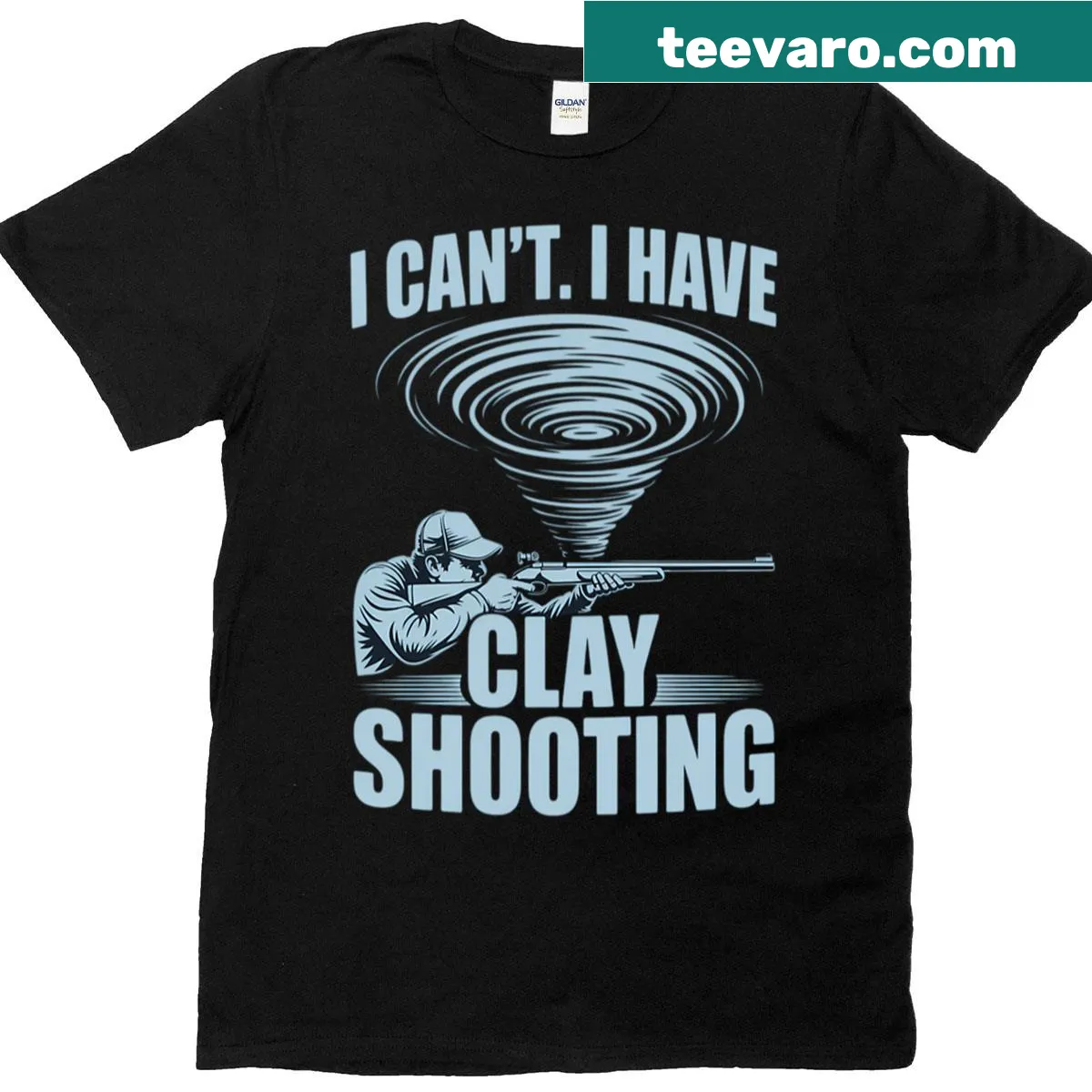 Playful clay shooting t-shirt with sporty statement — on a men's t-shirt