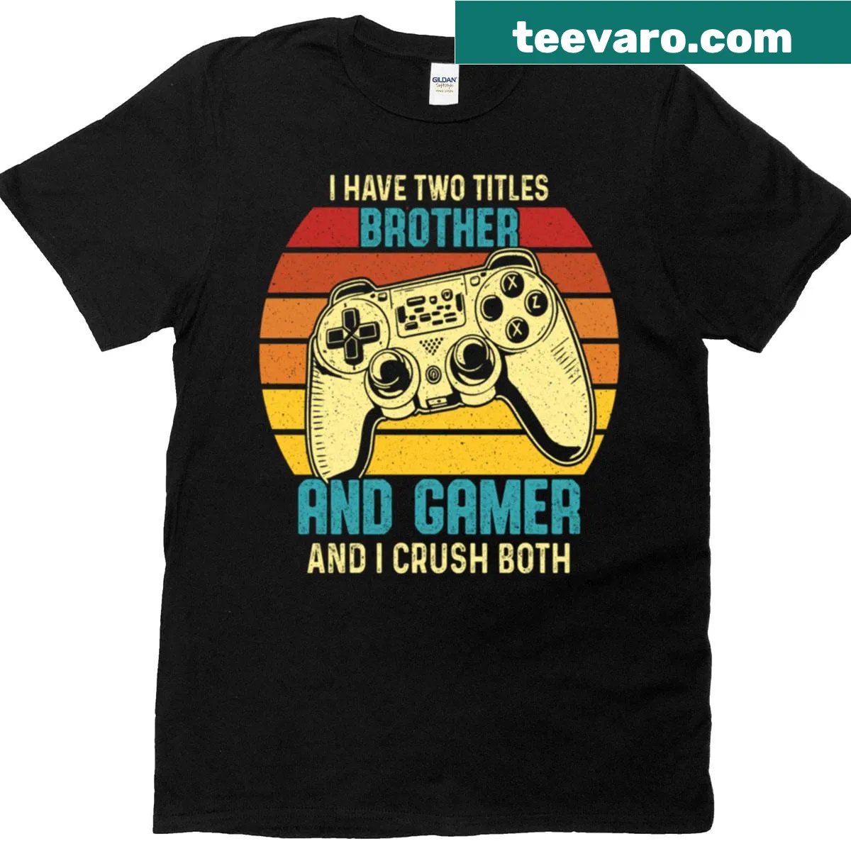 Humorous t-shirt for gamers and brothers featuring bold text — on a men's t-shirt