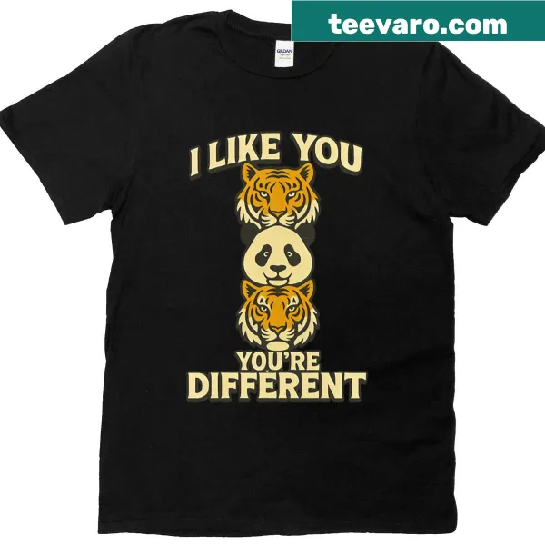 T-shirt with panda and tiger graphics and a cute phrase