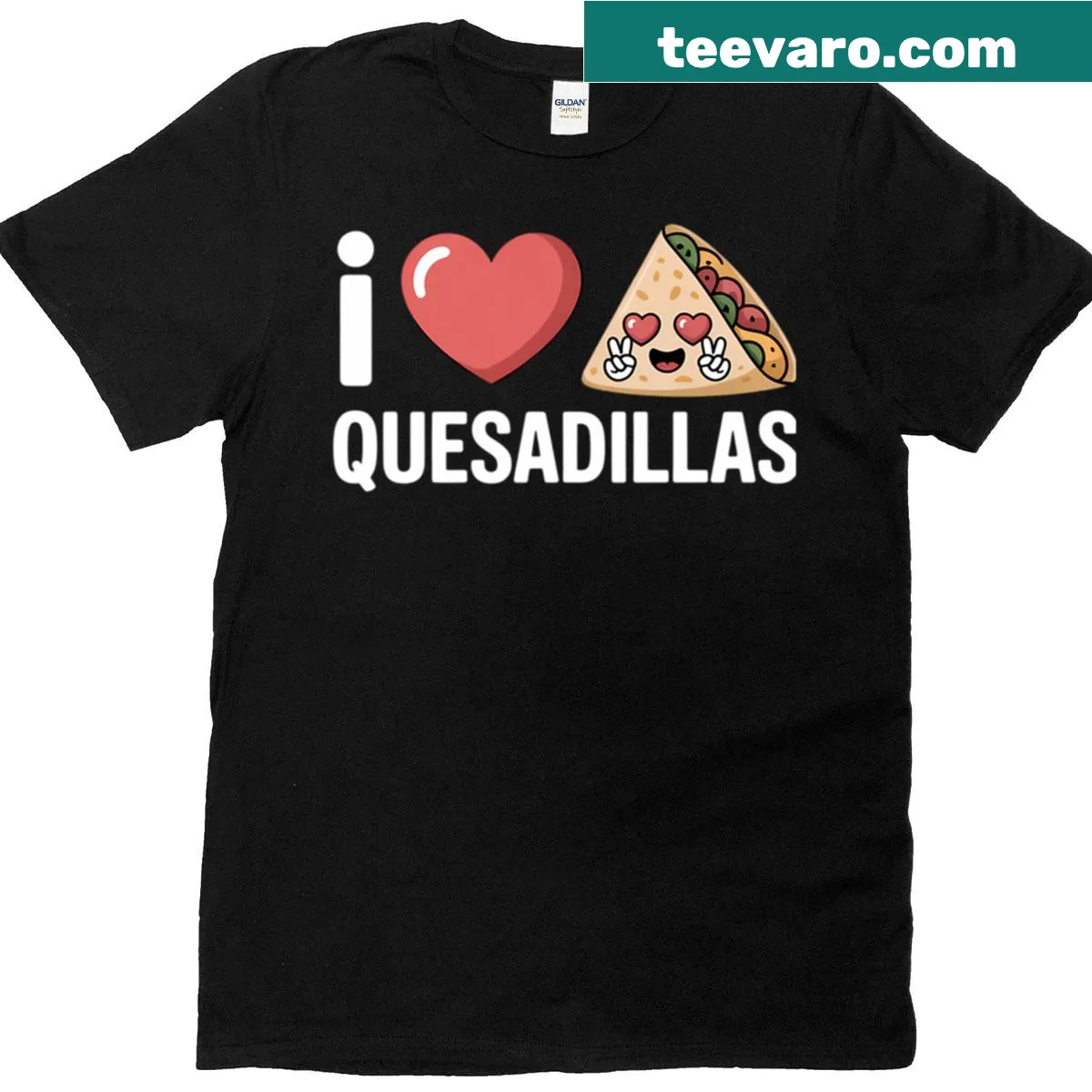 Funny t-shirt for quesadilla lovers with the text 'I Love Quesadillas' — on a men's t-shirt