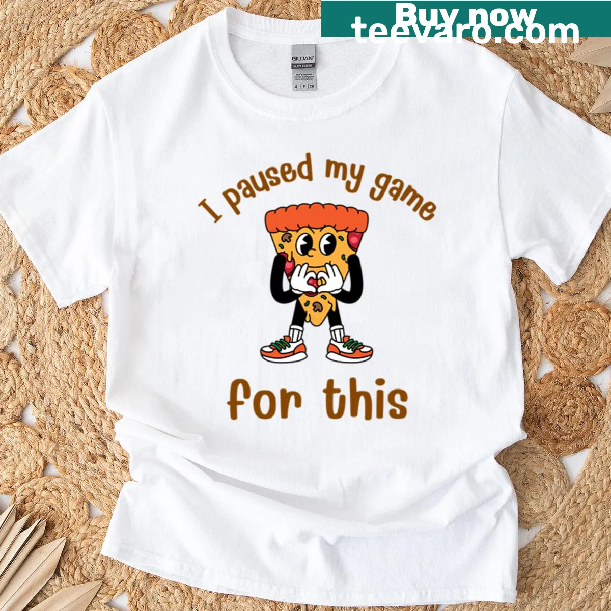 Funny gaming t-shirt with the phrase I Paused My Game For This — on a men's t-shirt