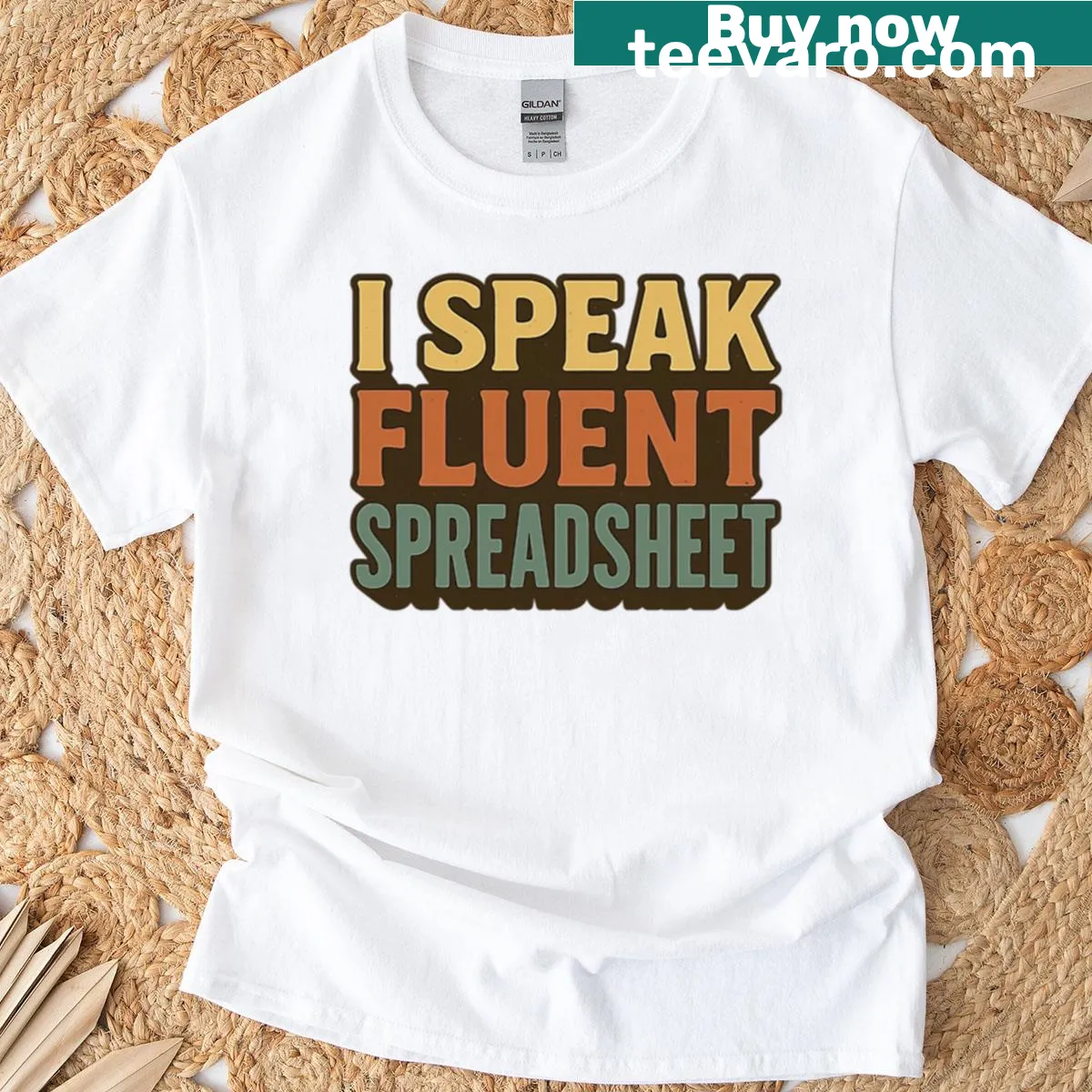 Funny teacher t-shirt with the phrase I Speak Fluent Spreadsheet — on a men's t-shirt