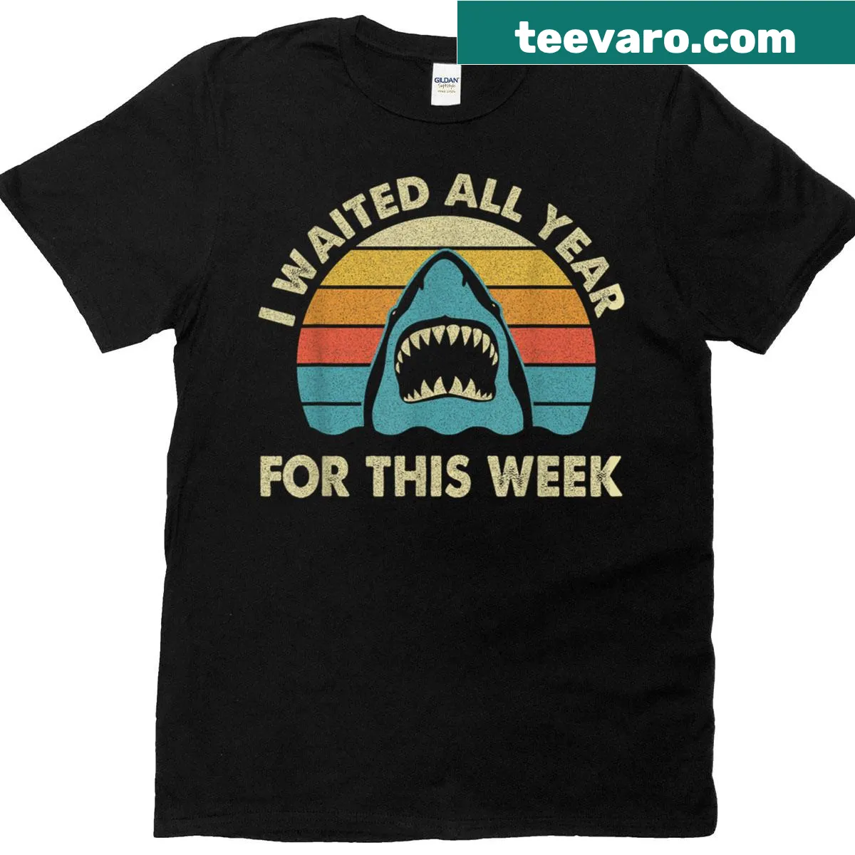 Shark lover T-shirt celebrating shark week anticipation — on a men's t-shirt