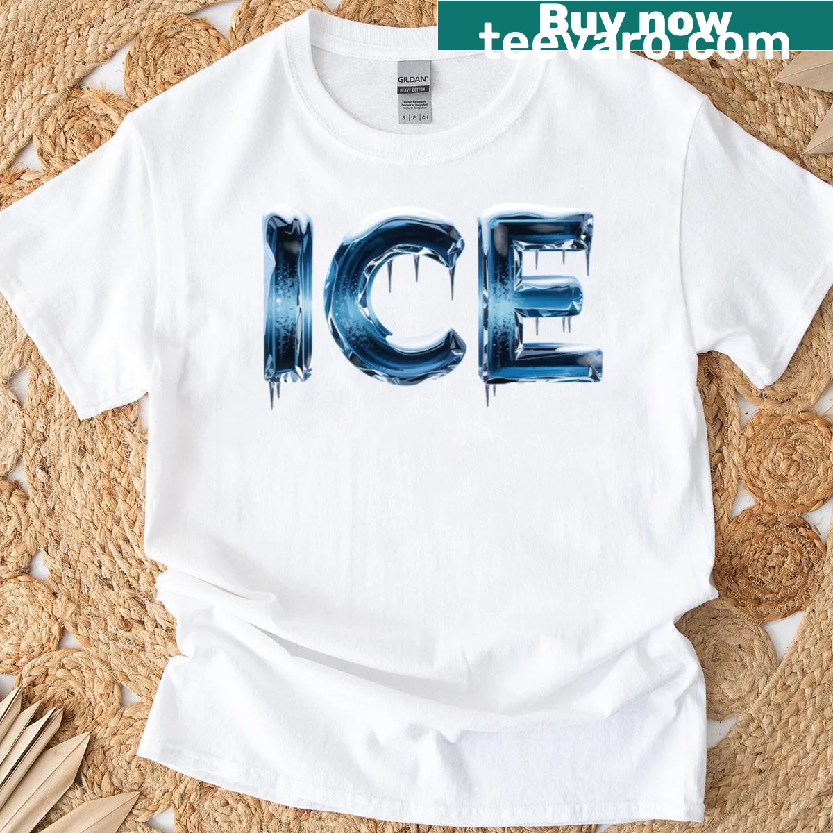 Matching couple Halloween t-shirt with fire and ice graphics. — on a men's t-shirt