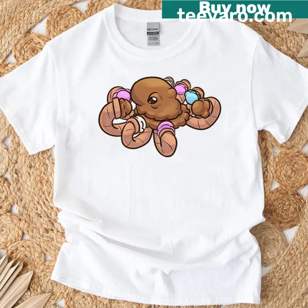Boxy T-shirt featuring an octopus enjoying ice cream
