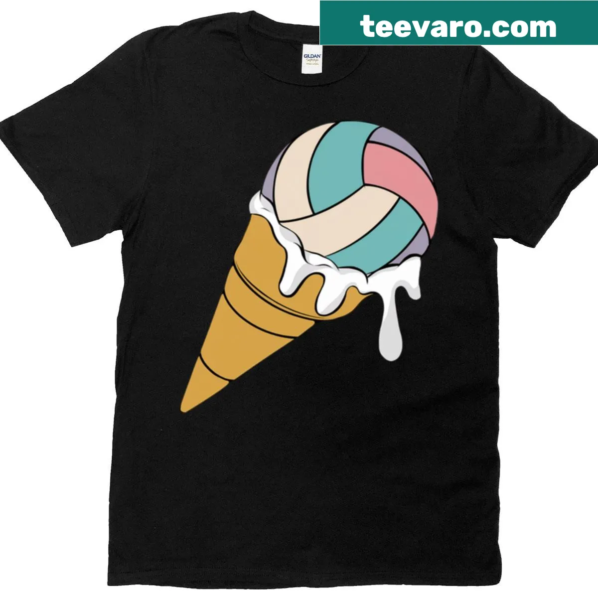 Funny volleyball lovers shirt with ice cream reference — on a men's t-shirt