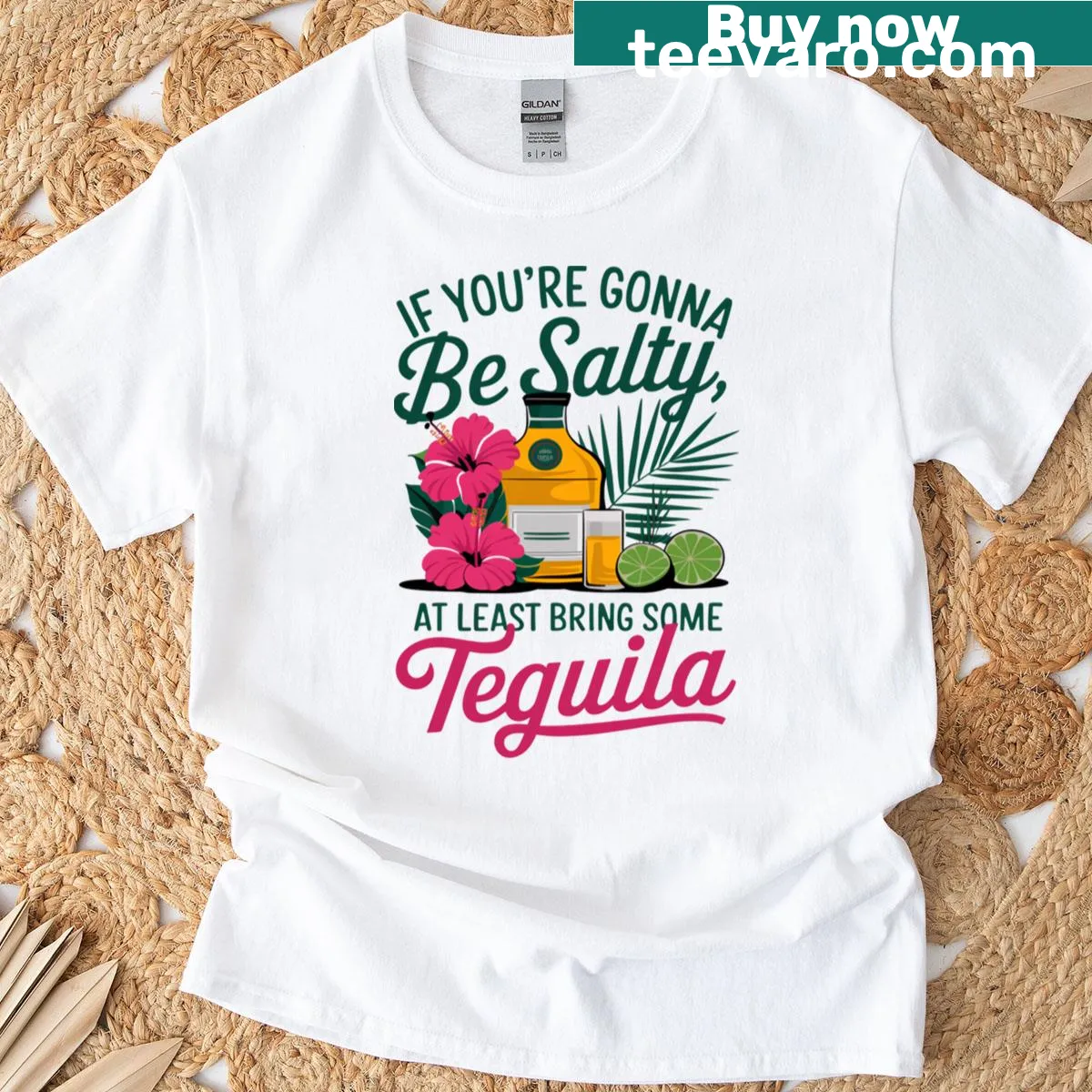Playful shirt with text about bringing tequila — on a men's t-shirt