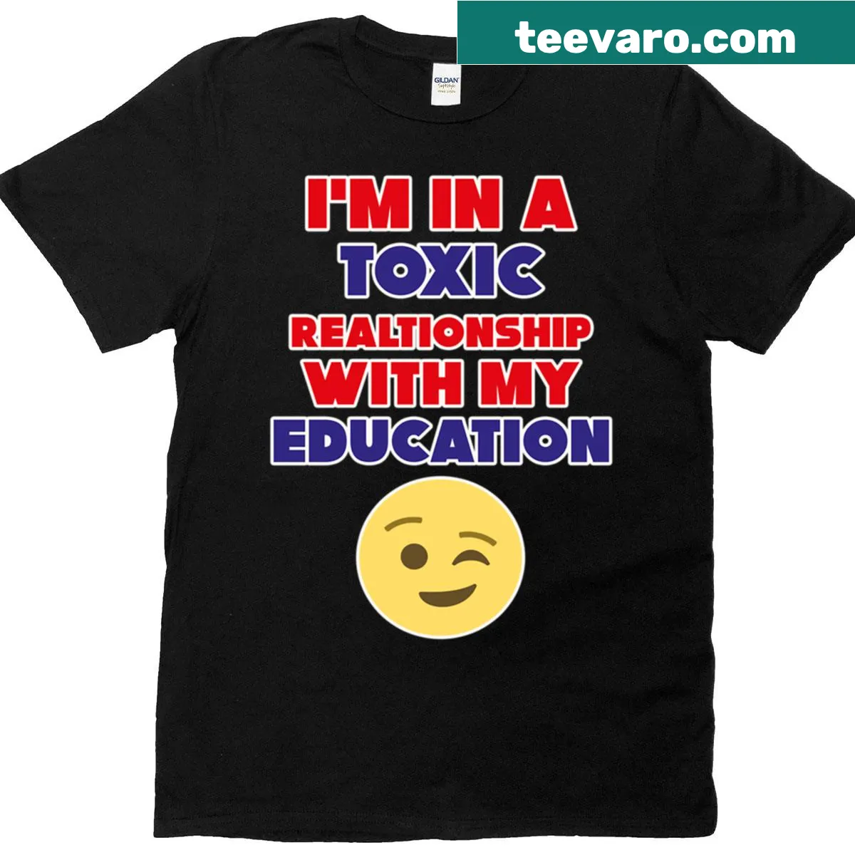Witty text about education struggles on a t-shirt — on a men's t-shirt