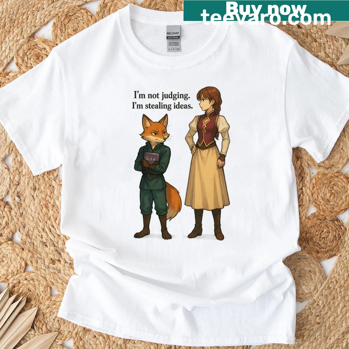 Funny t-shirt with sly fox graphic and humorous text — on a men's t-shirt