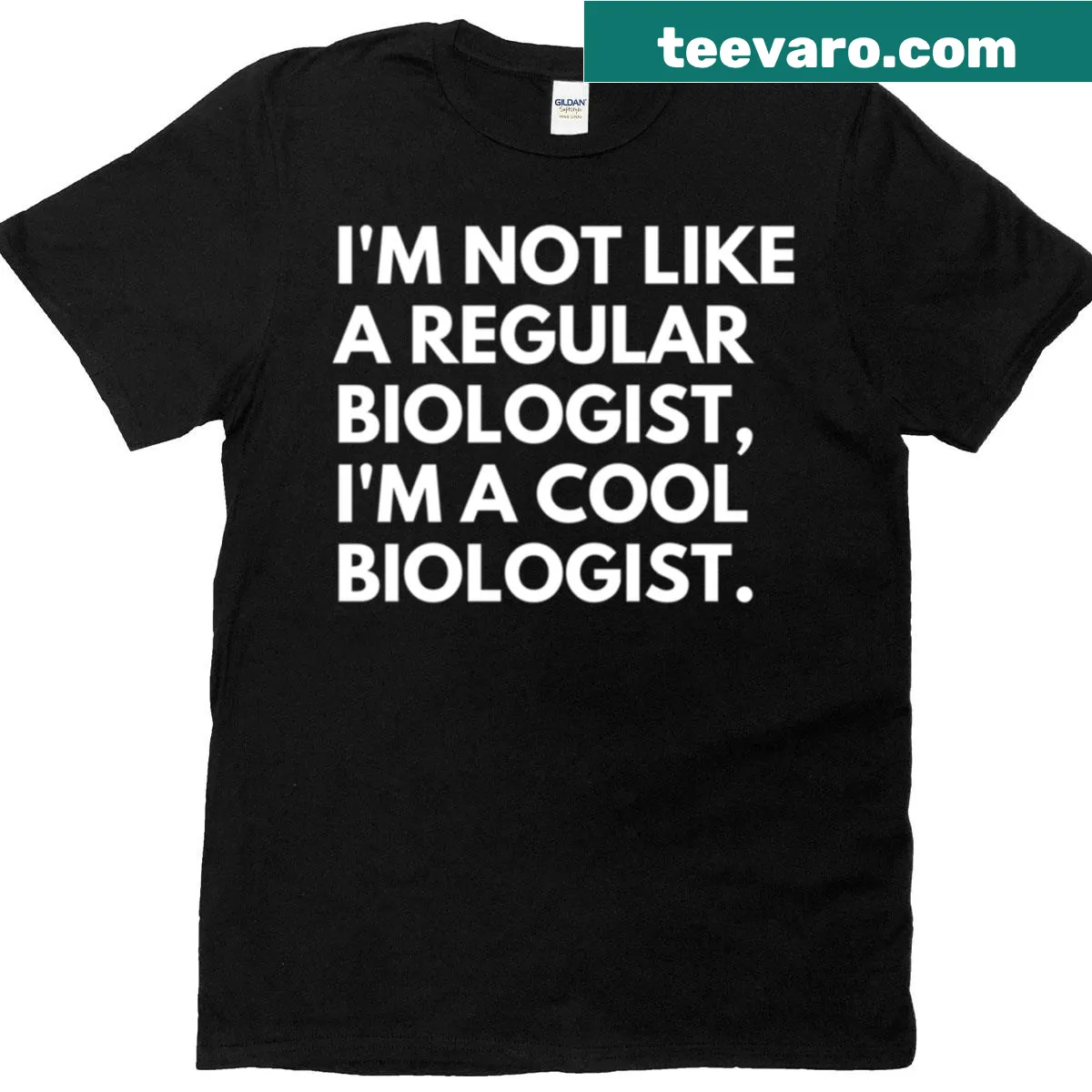 Funny text about being a cool biologist on a t-shirt — on a men's t-shirt