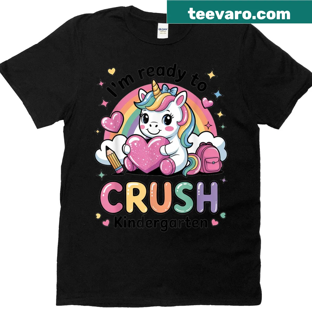 Cute unicorn kindergarten t-shirt with the phrase I'm Ready To Crush Kindergarten 2025 — on a men's t-shirt