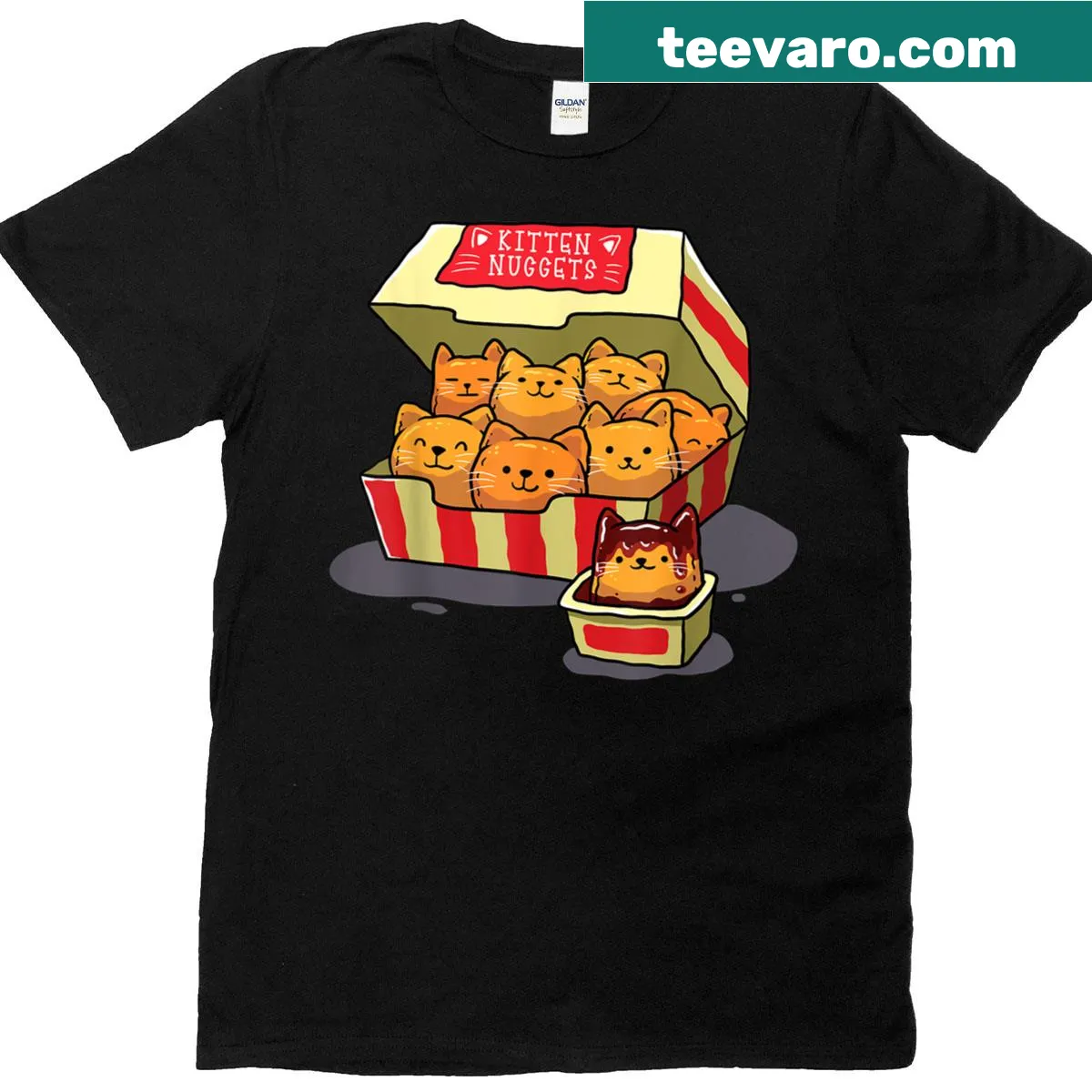 Funny cat lover t-shirt with the phrase 'Kitten Nuggets' — on a men's t-shirt