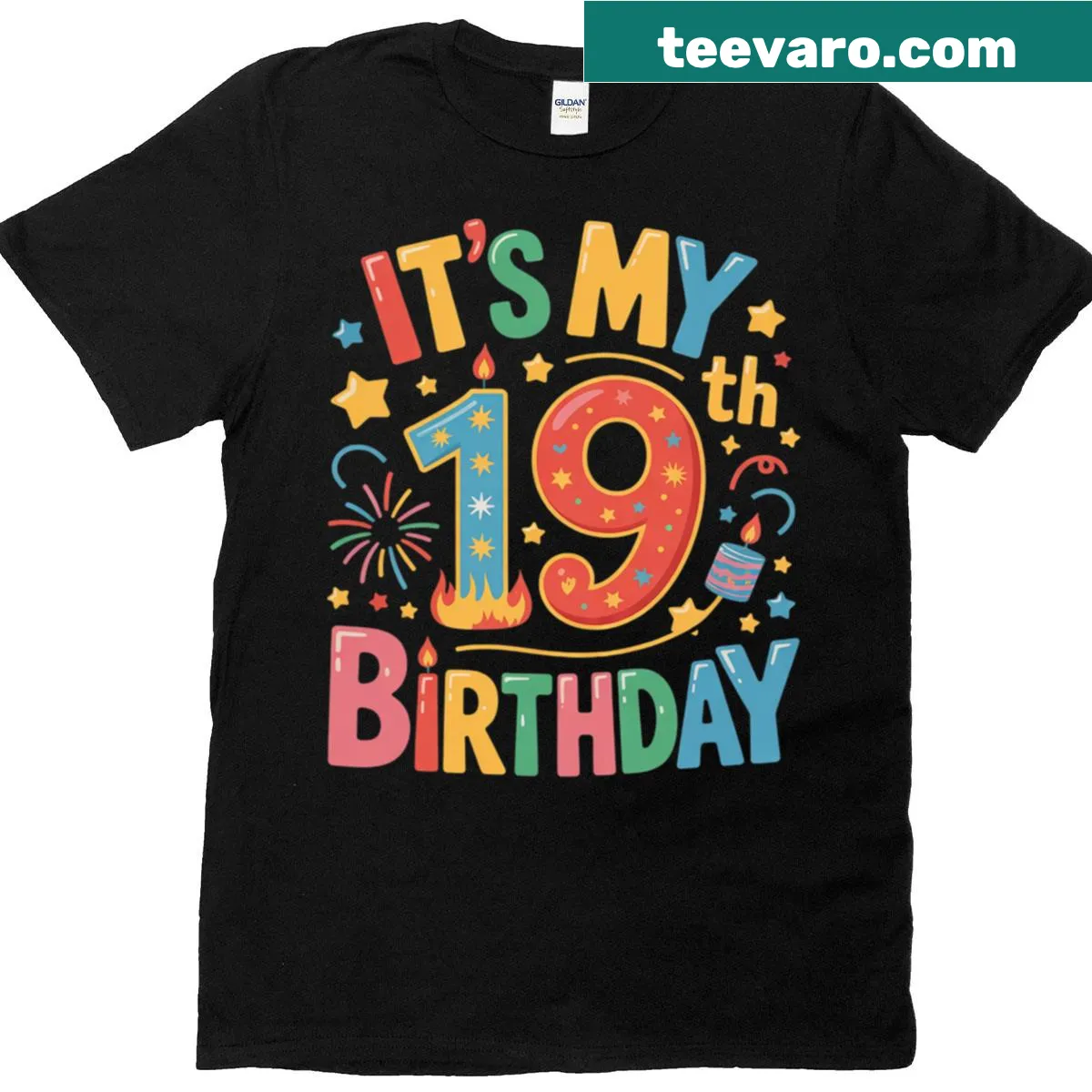 19th birthday t-shirt with 'It's My 19th Birthday' text — on a men's t-shirt