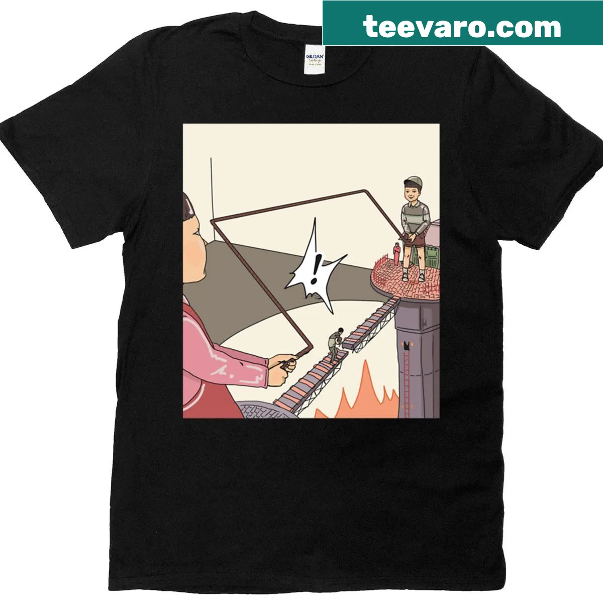 Comic-inspired shirt celebrating jump rope games. — on a men's t-shirt