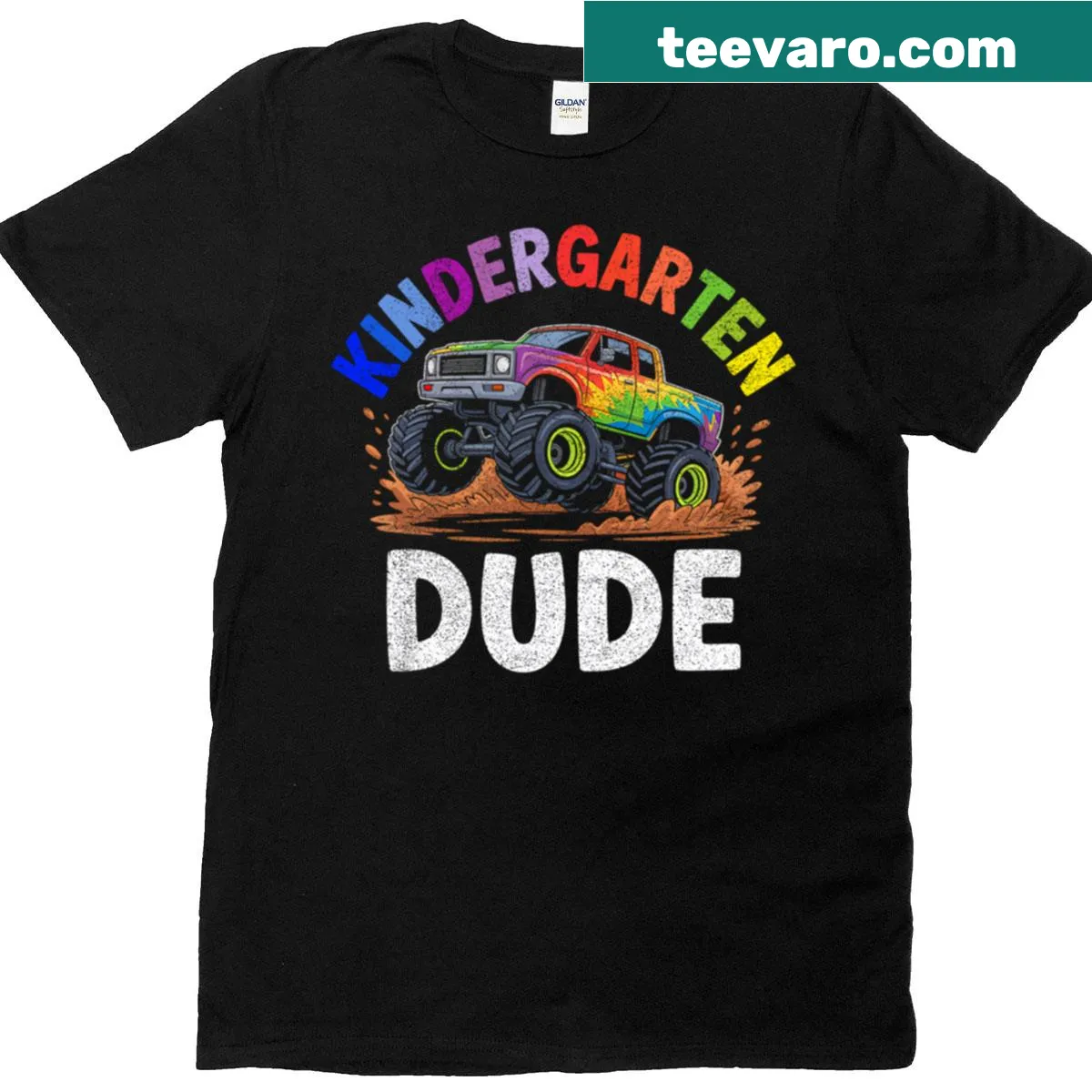 Cartoon monster truck t-shirt for boys with a fun design — on a men's t-shirt
