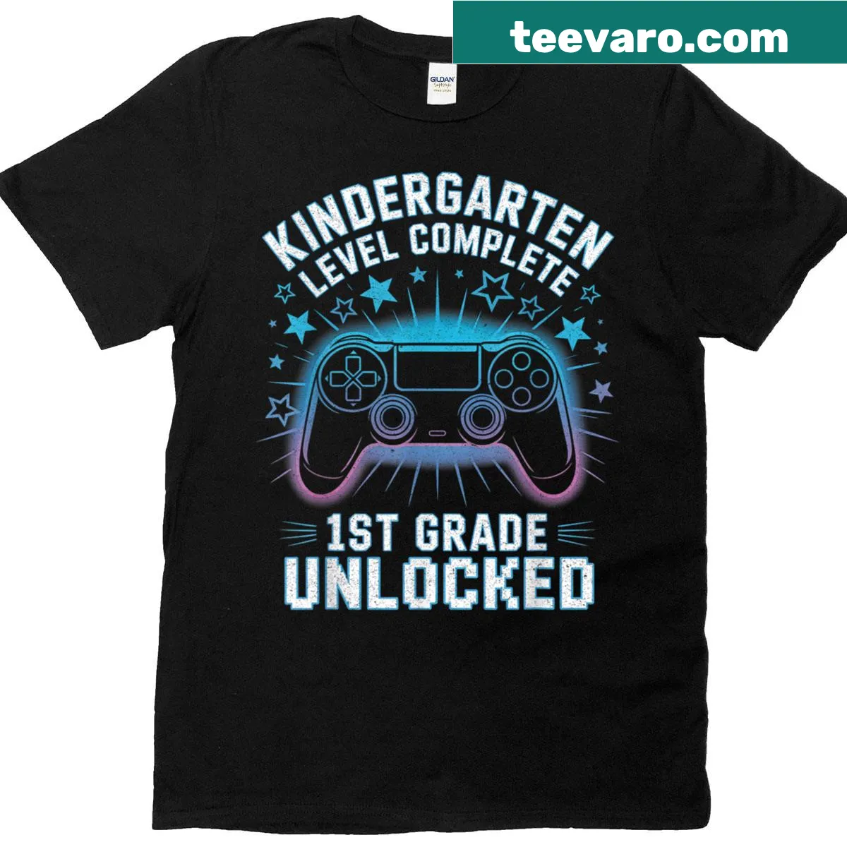 T-shirt with gaming graphics celebrating school achievements — on a men's t-shirt