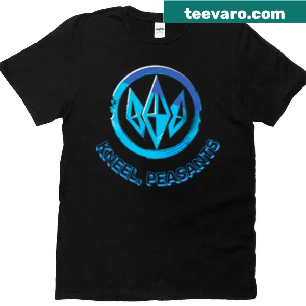 Line-art style t-shirt with 'Kneel Peasants' text