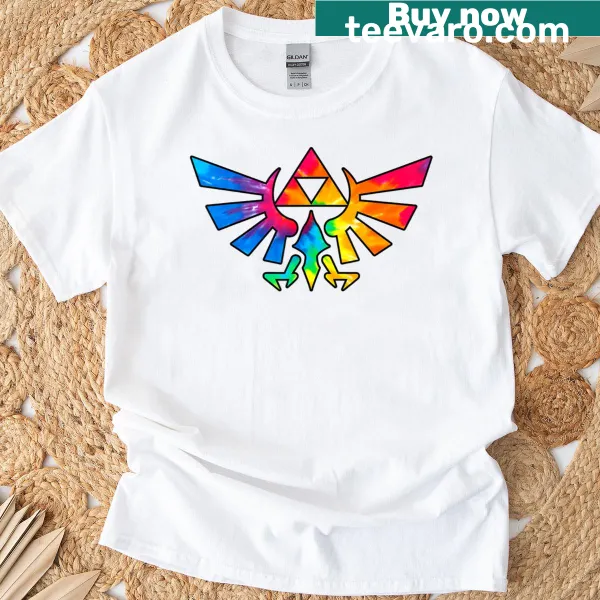 Tie-dye T-shirt featuring the Triforce symbol from Legend of Zelda