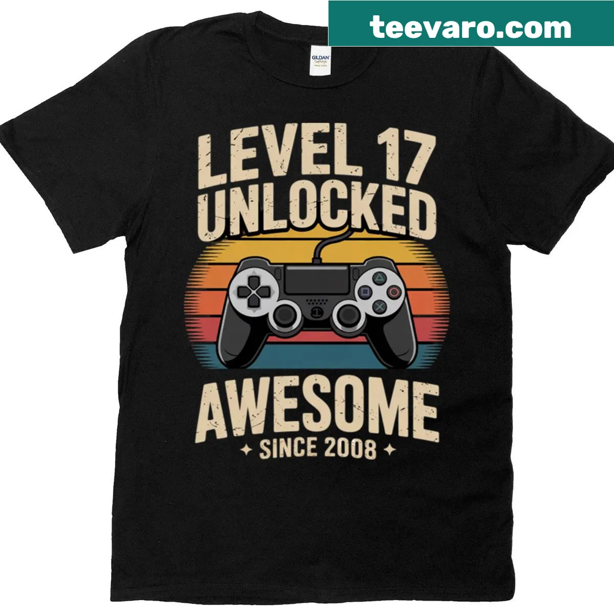 T-shirt with 'Level 17 Unlocked' for 17th birthday gamers — on a men's t-shirt